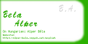 bela alper business card